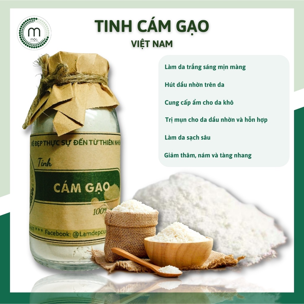 Tinh cám gạo sữa hữu cơ nguyên chất MỘC - đắp mặt nạ dưỡng da trắng hồng, se khít lỗ chân lông chai 100/200ml handmade