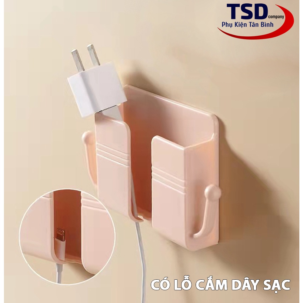 Giá Đỡ Điện Thoại Dán Tường Có Móc Treo Phụ Kiện