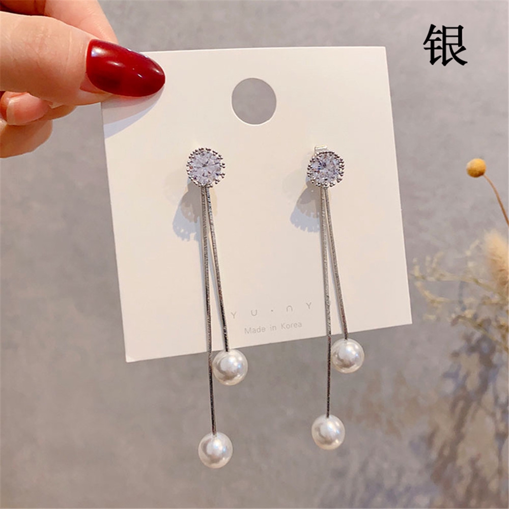Khuyên Tai Dáng Dài Đính Ngọc Trai Nhân Tạo Thời Trang