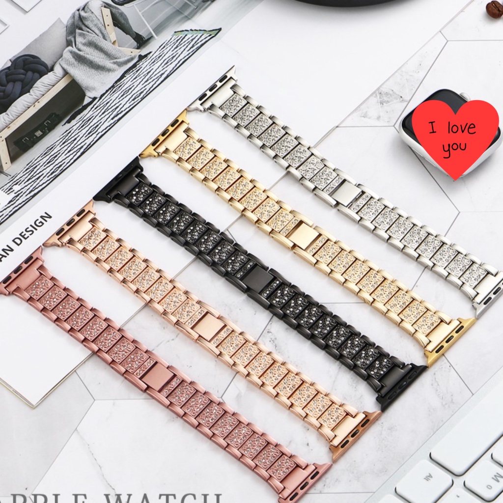 Dây Rolex Đính Đá Cực Xinh Cho AW 1/2/3/4/5/6/se size 38mm/40mm/42mm/44mm