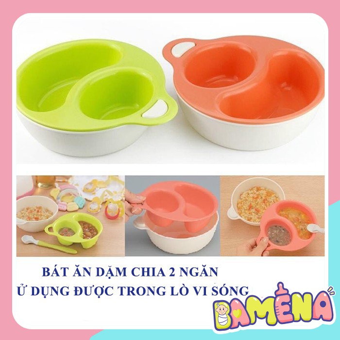 Bát ăn dặm chia 2 ngăn Nhật Bản cho bé tập ăn AD64