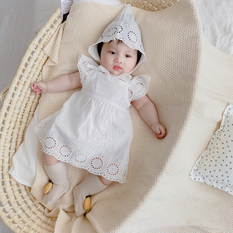 Đầm cánh tiên phối ren kèm mũ đội thời trang xinh xắn cho bé gái