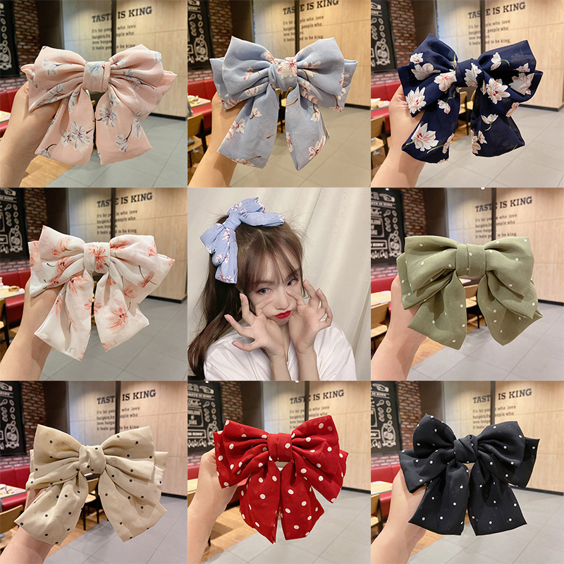 Kẹp Tóc Hình Nơ Họa Tiết Hoa Thời Trang Nữ Dễ Thương