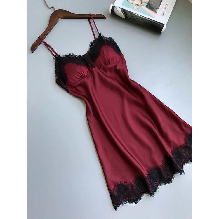 đồ ngủ Hai Dây Cổ Chữ V Phối Ren Có Mút Đệm Ngực Thời Trang Mùa Hè Quyến Rũ Cho Nữ | BigBuy360 - bigbuy360.vn