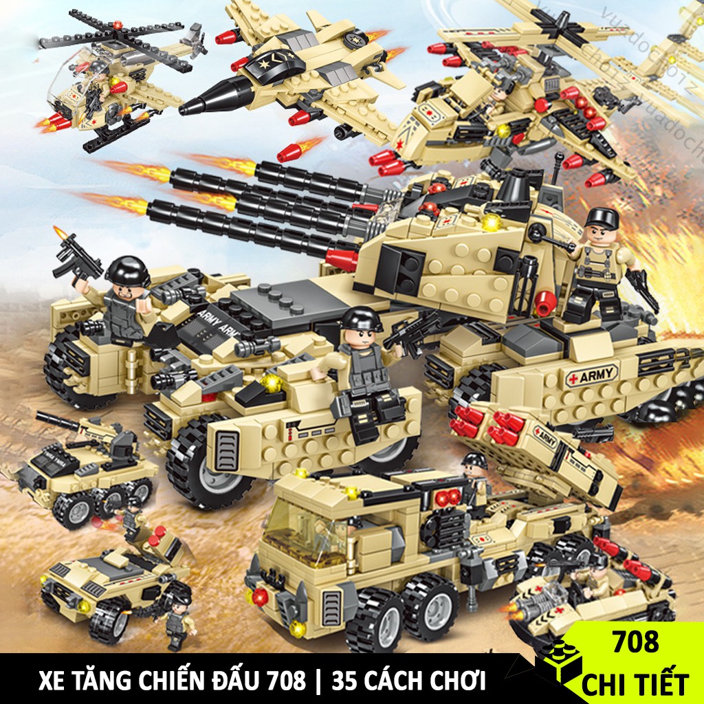 Đồ chơi lắp ráp Xe Tăng WAR DEFENSE XT782 chi tiết, Xếp hình Xe bọc thép / Máy Bay / Xe Quân Sự đặc biệt