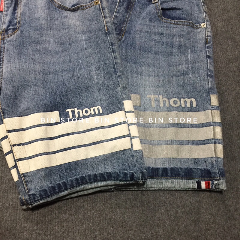 Quần bò ngố nam sọc ngang, quần short thom bò nam , Bin Store