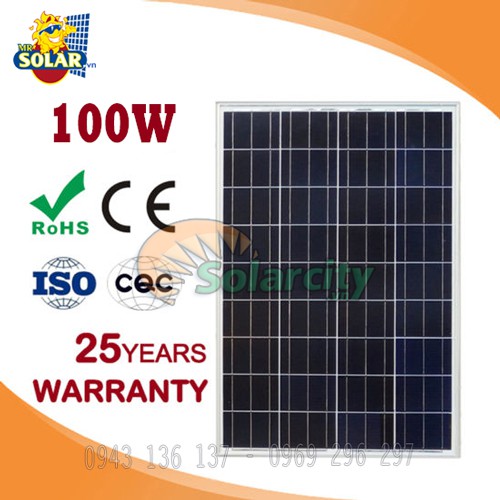 Tấm pin năng lượng mặt trời poly 100W- Hàng chính hãng