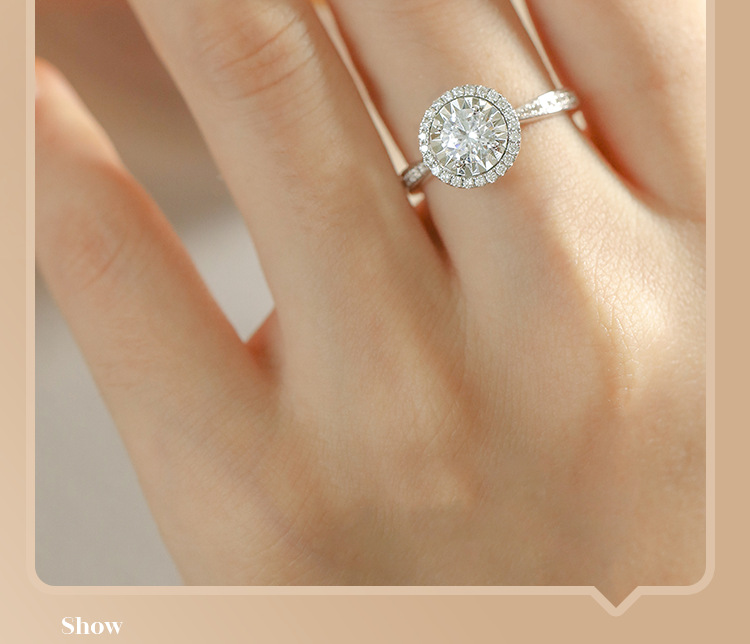 Nhẫn mặt tròn đính đá Pt950 thời trang cho nữ