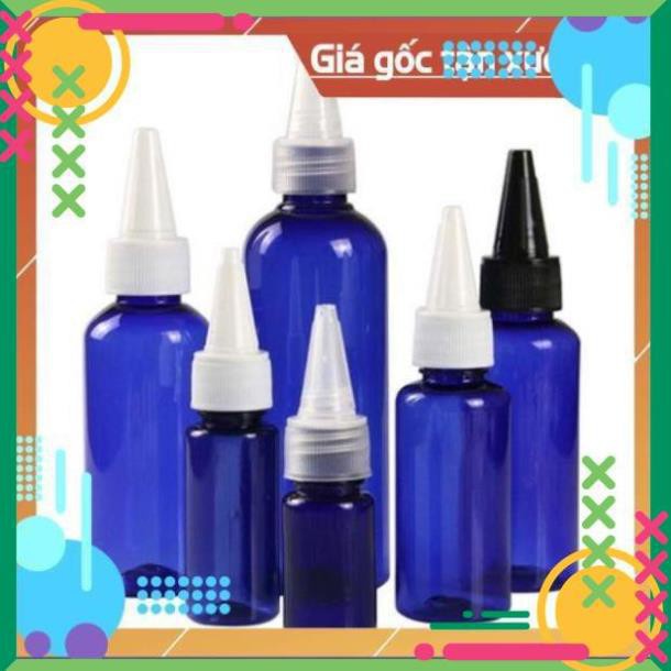 Chai Chiết Mĩ Phẩm ❤ RẺ VÔ ĐỊCH ❤ Chai nhựa pet nút nhọn 100ml xanh dương chiết mỹ phẩm , phụ kiện du lịch