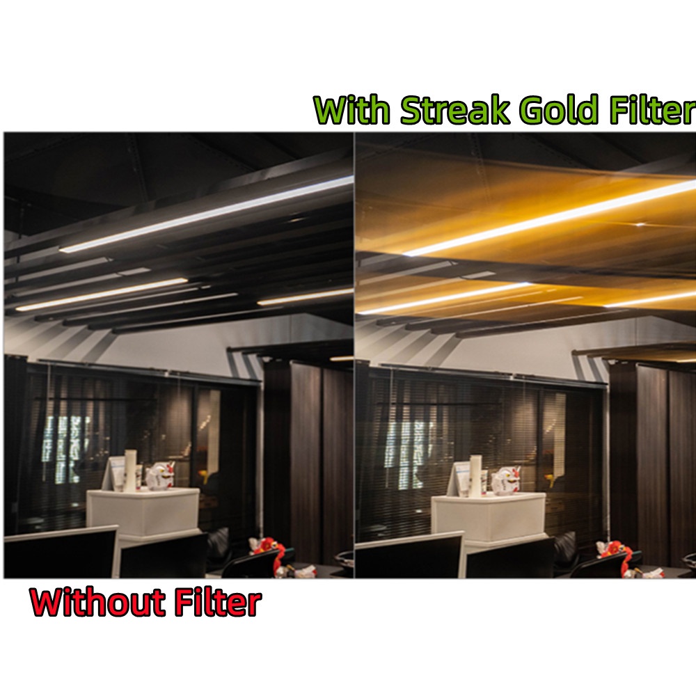 Glass Golden Streak Lens Filter Cinematic Flares Ray Light for Lens 49 58 82 mm