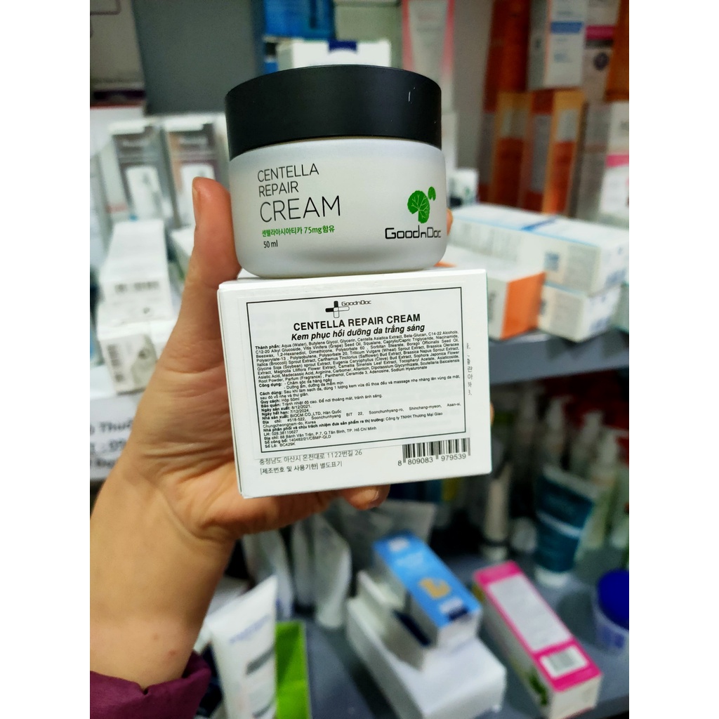 KEM RAU MÁ GOODNDOC CENTELLA REPAIR CREAM - Phục hồi da, giảm thâm nám, dưỡng trắng sáng, chống lão hóa