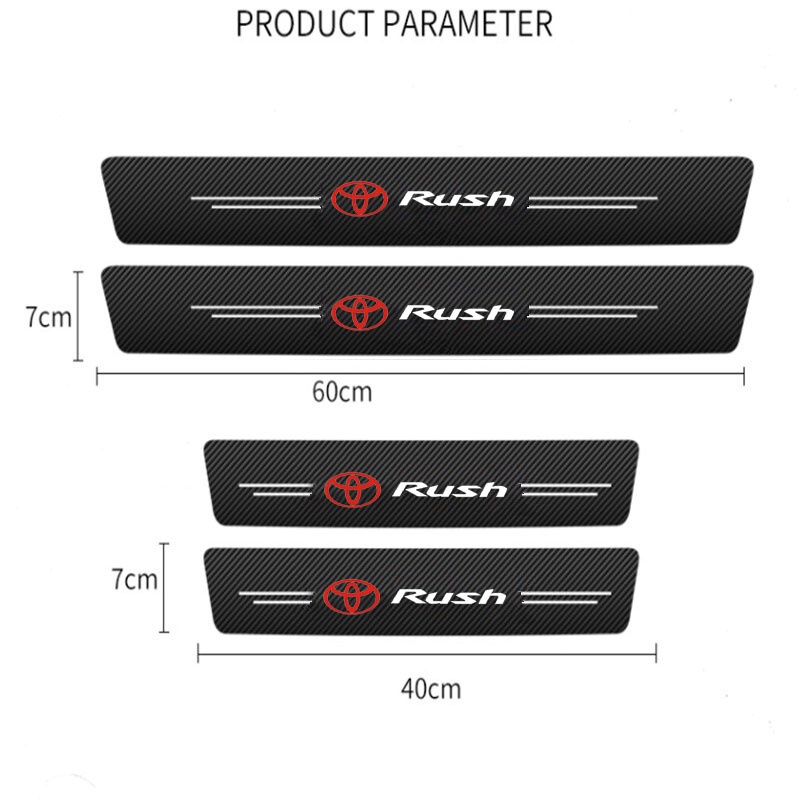 Miếng Dán Cửa Xe Hơi Bằng Da Dày Dặn Chống Trầy Xước Họa Tiết Sợi carbon Sang Trọng Cho Toyota Rush