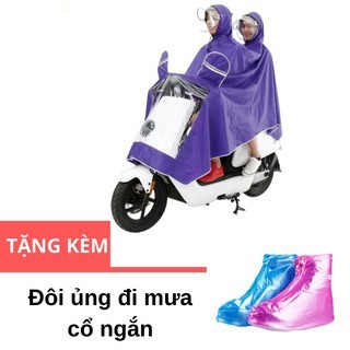 Áo Mưa Phản Quang Có Kính Che Mặt 2 Đầu + TẶNG KÈM Đôi Ủng Đi Mưa Cổ Ngắn Tiện Ích