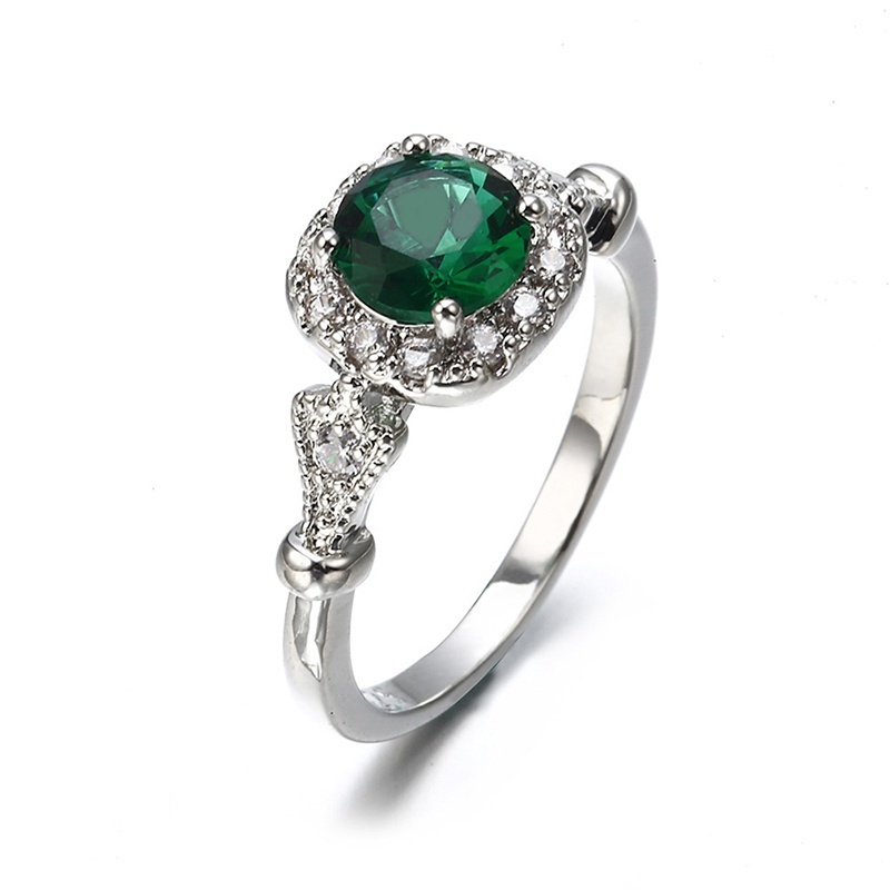 New Exquisite Jewelry Women's Silver Ring Cut Emerald Diamonds Couple Rings