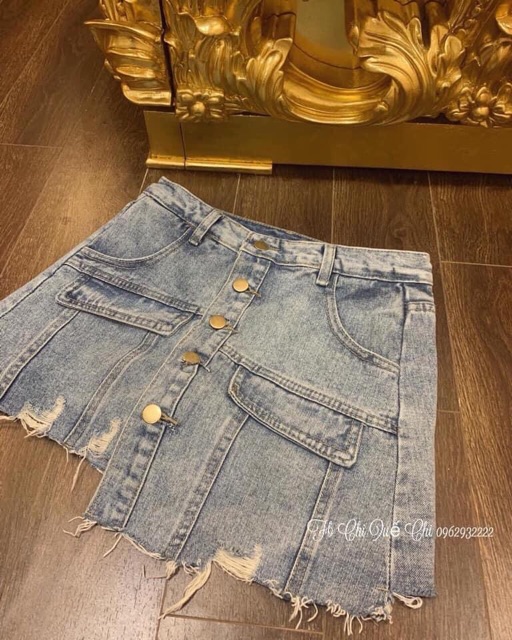 Quần Sooc bò Giả Váy Khuy Lệch Hàng Đủ Size | BigBuy360 - bigbuy360.vn