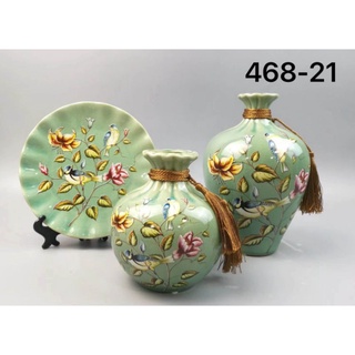 Set 3 bộ lọ và đĩa Gốm Sứ Cao Cấp decor trang trí