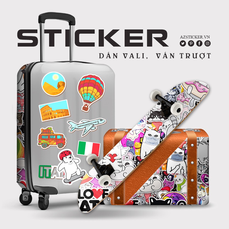 Sticker Chủ Đề Mèo Dễ Thương Chống Nước | STK69 | Hình Dán Sticker Dán Mũ Bảo Hiểm Điện Thoại Laptop Bình Nước