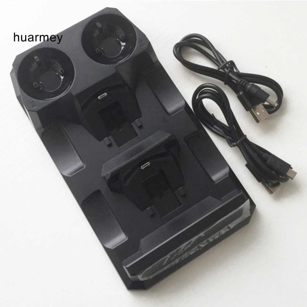 ♗HU 4 in 1 Fast Charging Station Dual USB Charger Dock for PS MOVE Playstation 4 PS4