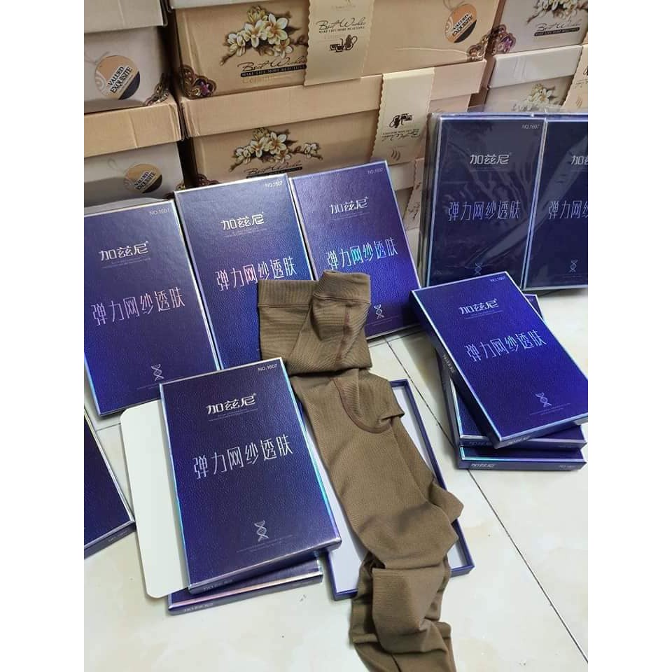 QUẦN TẤT LƯỚI 3D HÀNG QUẢNG CHÂU HỘP MÀU XANH CAO CẤP