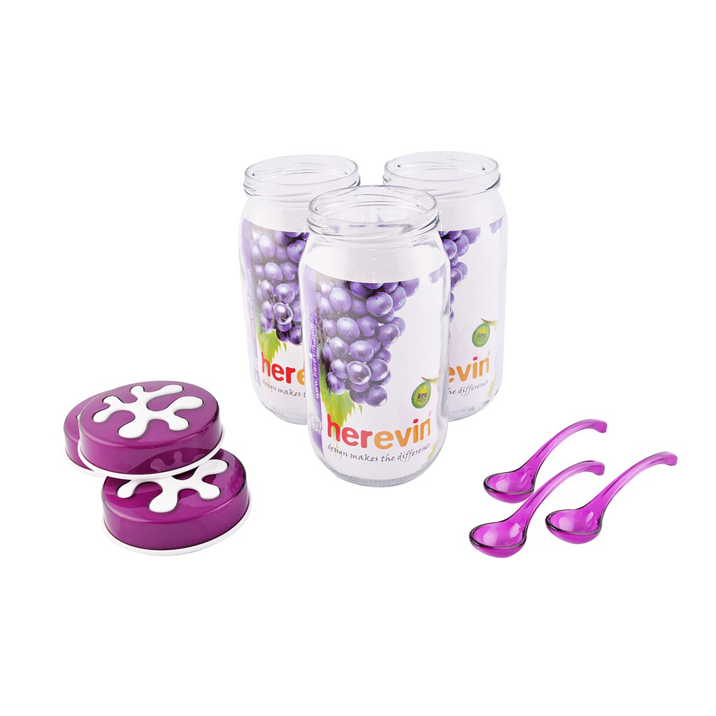 Hũ thủy tinh Herevin tròn trơn nắp Décor 1L - 135377 (Nhiều màu)
