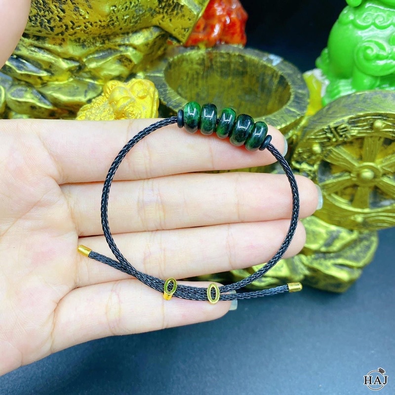 Vòng Tay Đồng Điếu Đá Xanh ☯ Vòng Tay May Mắn ☯ Ngũ Mệnh Cải Vận May Mắn, Tài Lộc