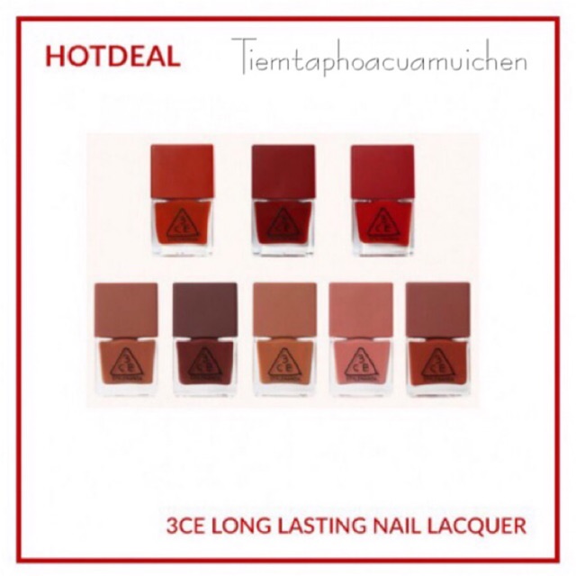 [Cam kết chính hãng] SƠN MÓNG TAY 3CE LONG LASTING NAIL LACQUER