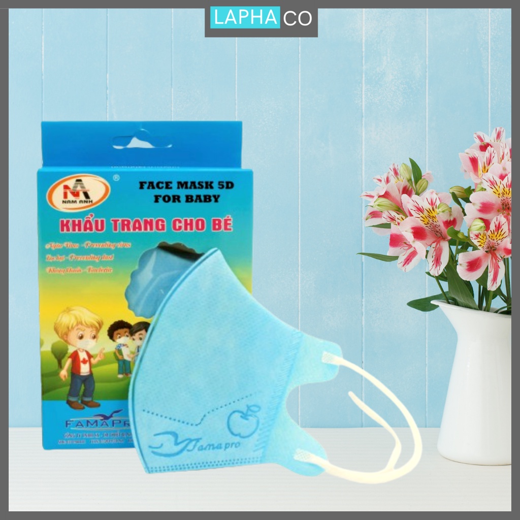 Hộp 10 cái Khẩu trang y tế em bé lớp Famapro 5D BABY QUAI CHUN 2-4 tuổi