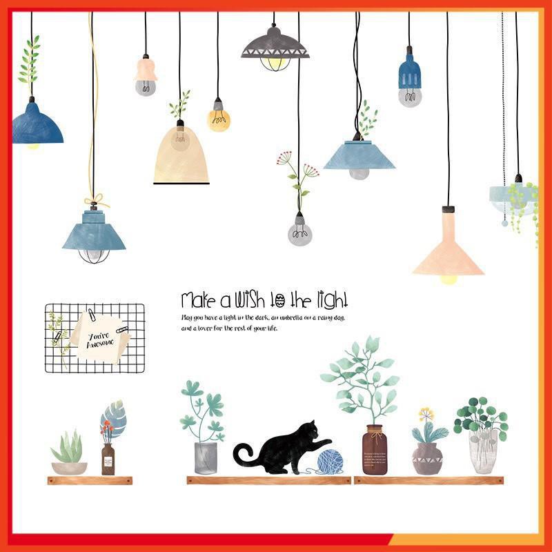 [HÀNG CAO CẤP] Decal dán tường phòng ngủ, tranh dán tường, dàn đèn thả trần, decor phòng khách, decor phòng ngủ