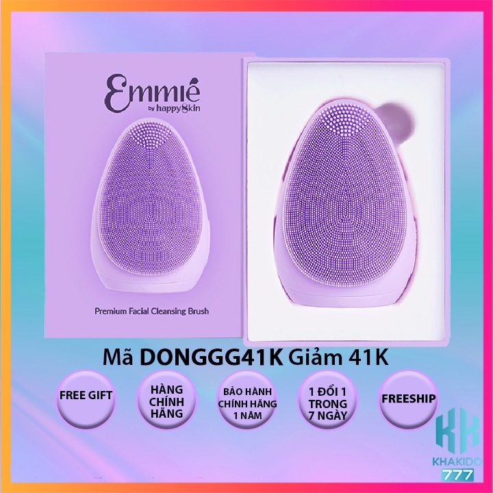 Máy Rửa Mặt Emmié by HappySkin Chính Hãng, Máy Rửa Mặt Mini Cầm Tay Chuẩn Spa Sóng Âm Chống Nước IPX7 FDA