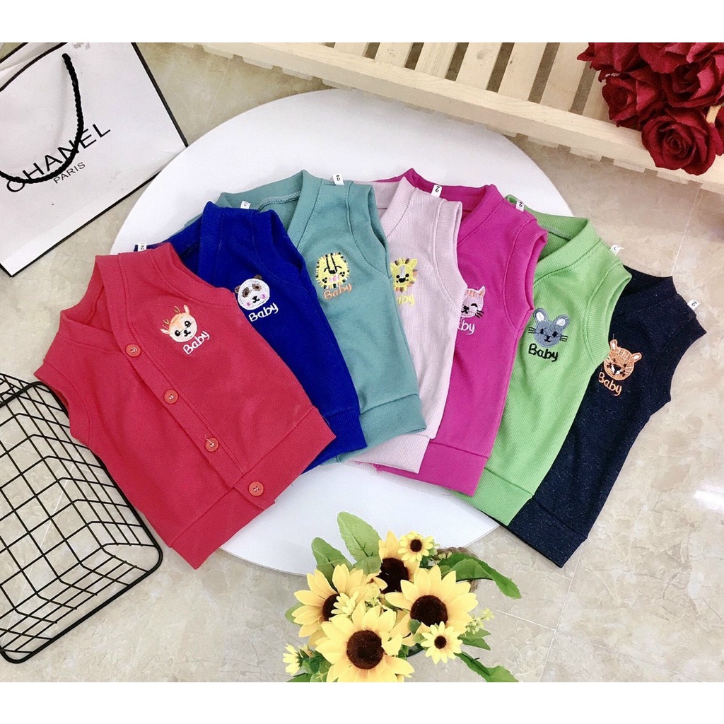 Áo len gile cúc giữa cho bé 8-18kg