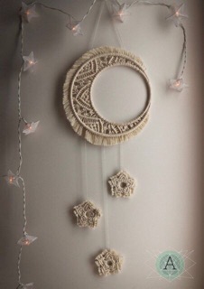 Dreamcatcher trăng và sao macramé handmade