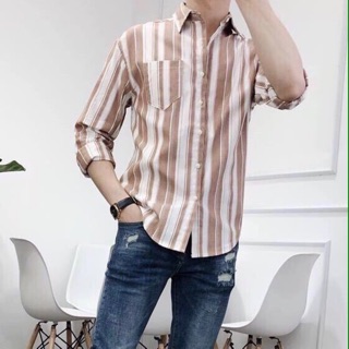 Áo sơmi nam sọc 3d quảng châu cao cấp