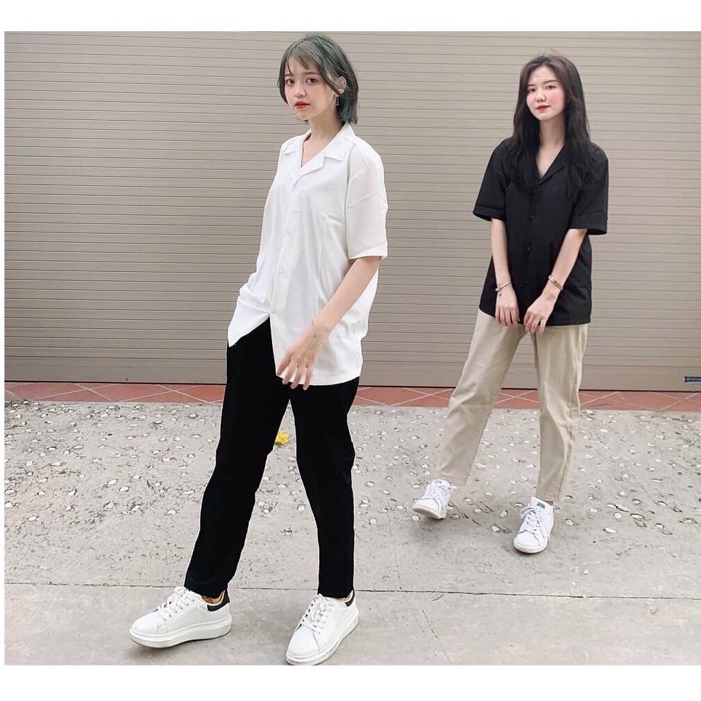 Áo Sơmi trơn from rộng, Sơ Mi chất lụa mềm | BigBuy360 - bigbuy360.vn