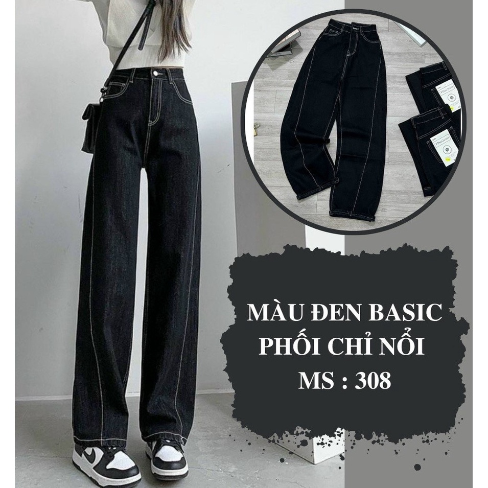 Quần Kaki Ống Suông Đen Chỉ Nổi Lưng Cao Form Chuẩn Siêu Đẹp (TN3)
