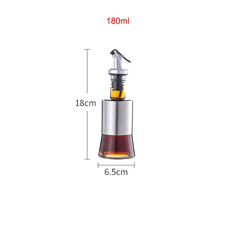 LỌ ĐỰNG NƯỚC MẮM, DẤM, DẦU ĂN VÀ GIA VỊ KHÁC 180ML BẰNG THỦY TINH BỌC INOX 304 (Kho hàng Hà Nội)