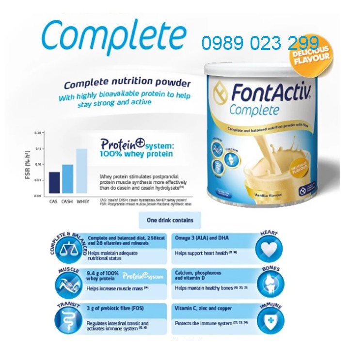 Sữa FontActiv Complete (Tây Ban Nha) 400g-800g - Dành cho người lớn đang phục hồi sức khoẻ, người chán ăn, mệt mỏi