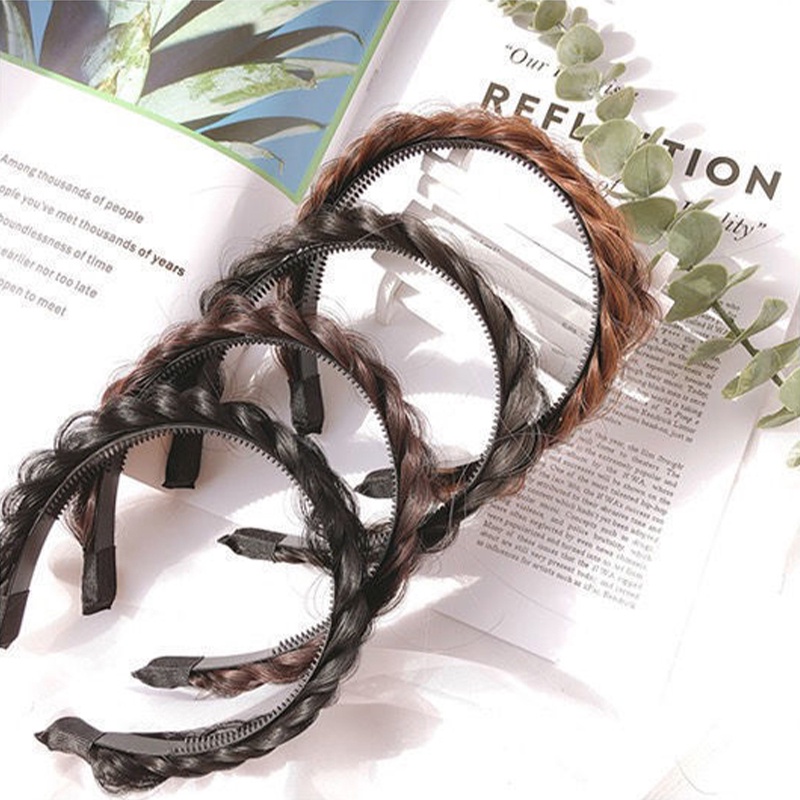 Băng đô tóc giả bện xoắn thời trang Hàn Quốc cho bé gái chống trượt