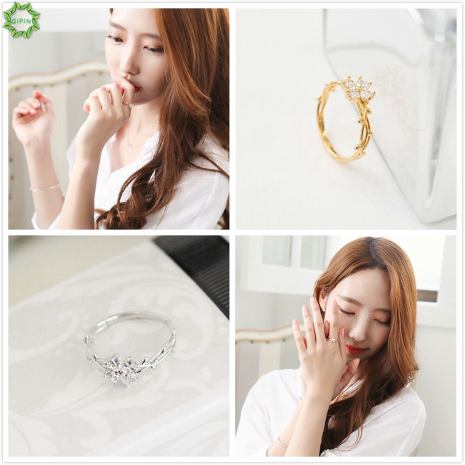Nhẫn nữ mạ vàng hồng đính đá thời trang