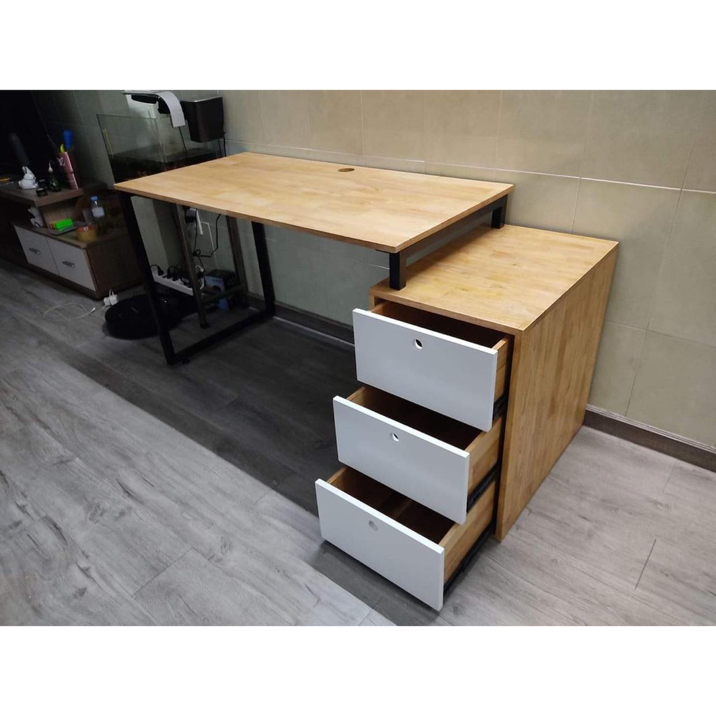 Bàn làm việc, bàn vi tính khung sắt mặt gỗ