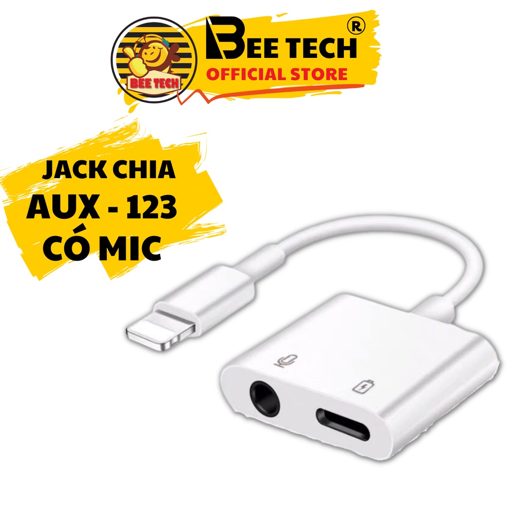 Jack chia cổng BEETECH AUX-123, cáp chuyển đổi vừa sạc vừa đeo tai nghe cho iPhone