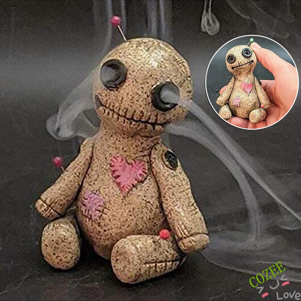 Đèn đốt hương hình búp bê Voodoo bằng nhựa resin trang trí nội thất