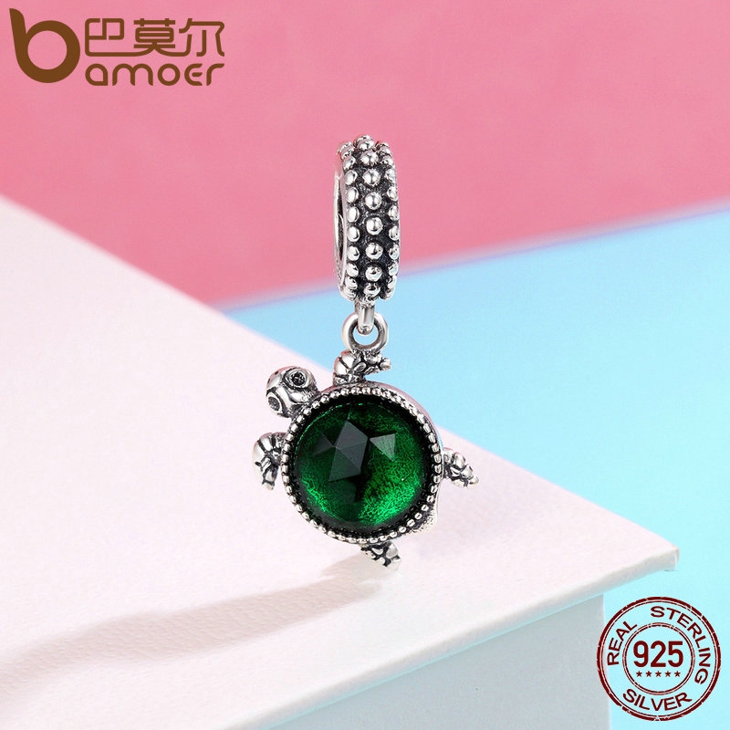 Hạt Phụ Kiện Bamoer Hình Rùa bạc 925 Độc Đáo Làm Trang Sức Thủ Công