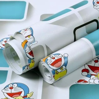 Combo 10m giấy dán tường khổ 45cm mẫu đô rê mon ô vuông
