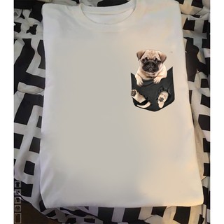 [ HOT ] Áo phông unisex pug - Áo thun in hình chó pug túi áo