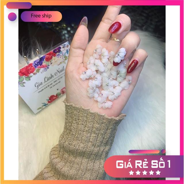 Hoa bột nail gắn móng tay | Hoa cúc ruby ( set 10 bông )