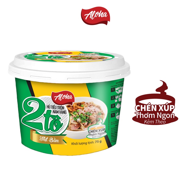 (Combo 5 Tô ) - Hủ tiếu trộn Nam Vang 2 Tô Aloha Thịt bằm - 75G - Ăn liền