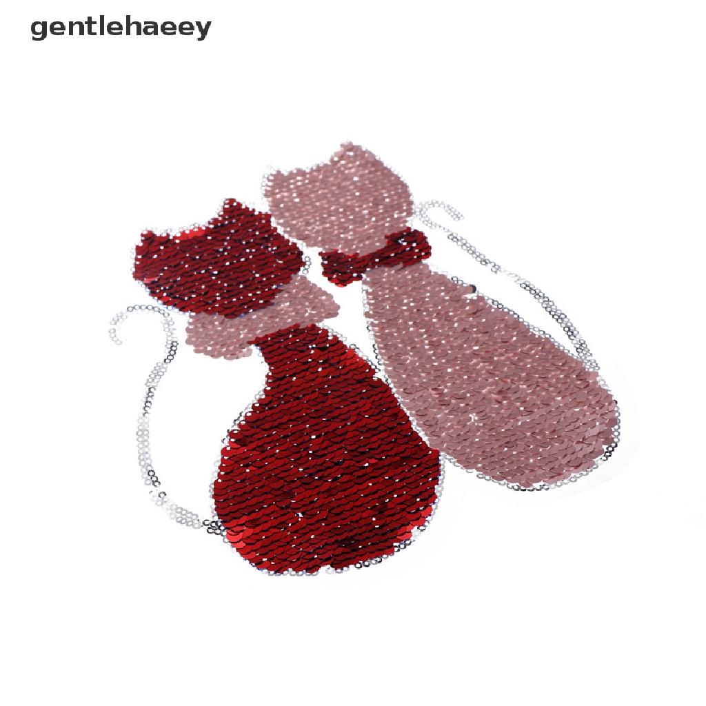 Miếng Vá Áo Thun Đính Kim Sa Hình Mèo Dễ Thương