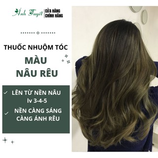 Thuốc Nhuộm Tóc Màu Nâu Rêu Lên Từ Nền 3/4/5 - Tặng Oxy trợ dưỡng COLLAGEN TRÀ XANH 100ml