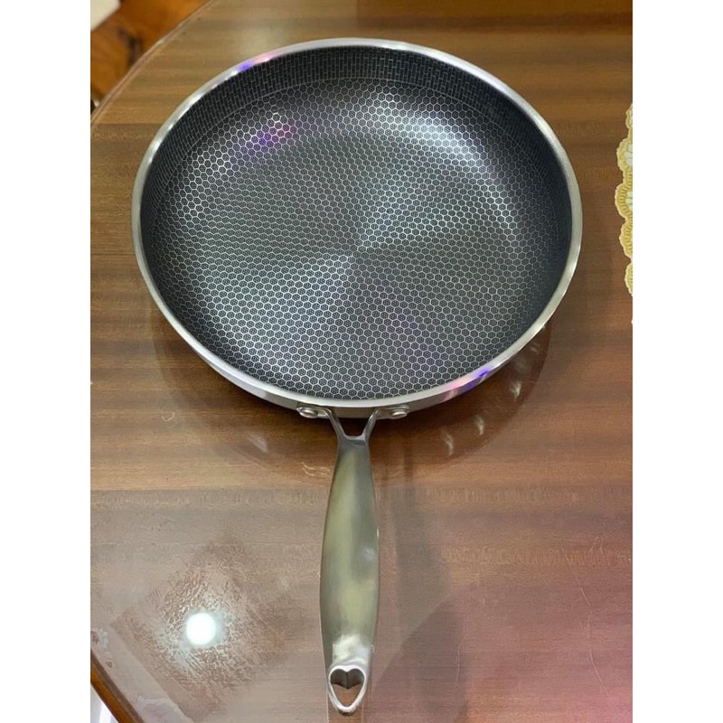 [DÙNG ĐƯỢC BẾP TỪ]Chảo inox vân tổ ong size lớn đường kính 32cm