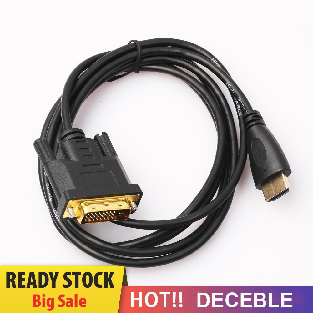 Deceble HDMI-compatible to DVI-D 24+1 Pin Monitor Display Adapter Cable Male/Male Gold HD HDTV
